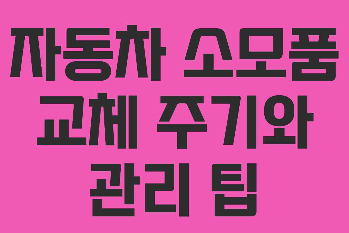 자동차 소모품 교체 주기와 관리 팁