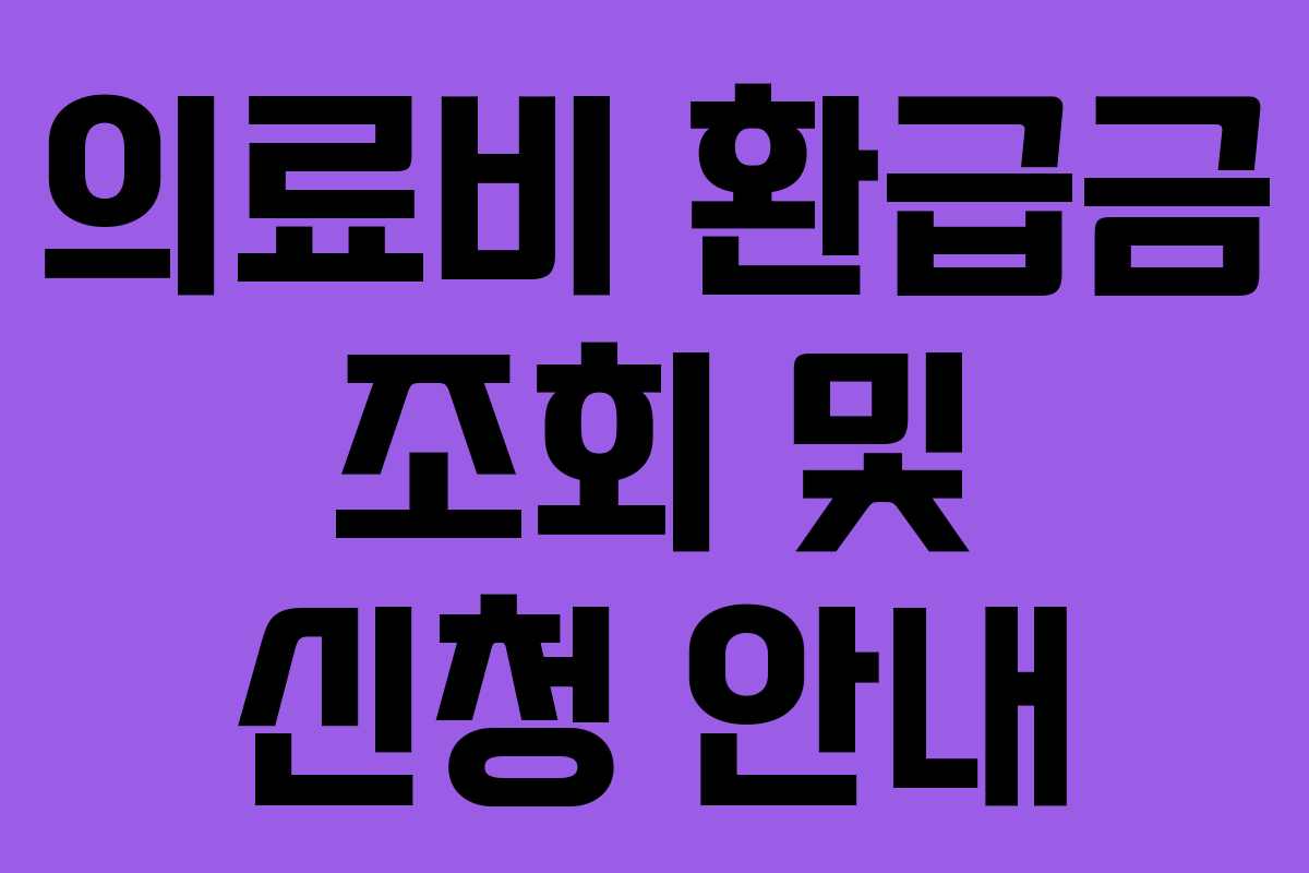의료비 환급금 조회 및 신청 안내