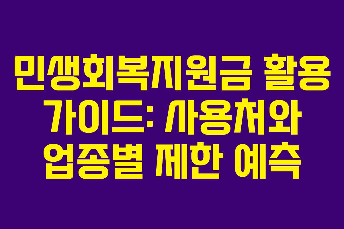 민생회복지원금 활용 가이드: 사용처와 업종별 제한 예측