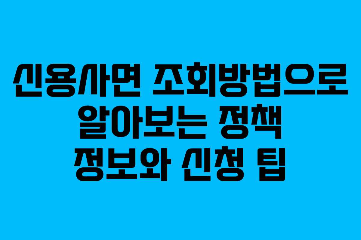 신용사면 조회방법으로 알아보는 정책 정보와 신청 팁