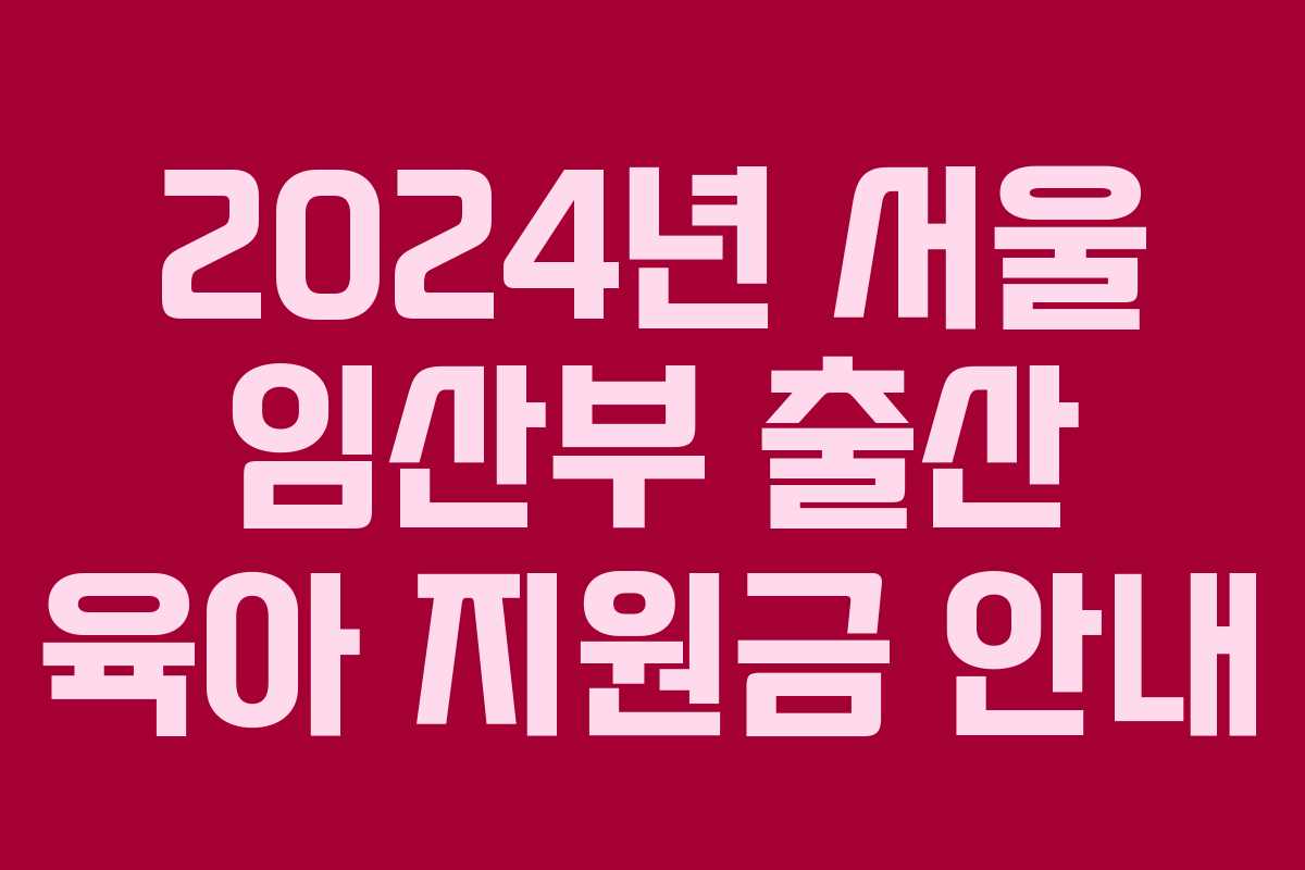 2024년 서울 임산부 출산 육아 지원금 안내 2024년 서울 임산부 출산 육아 지원금 안내