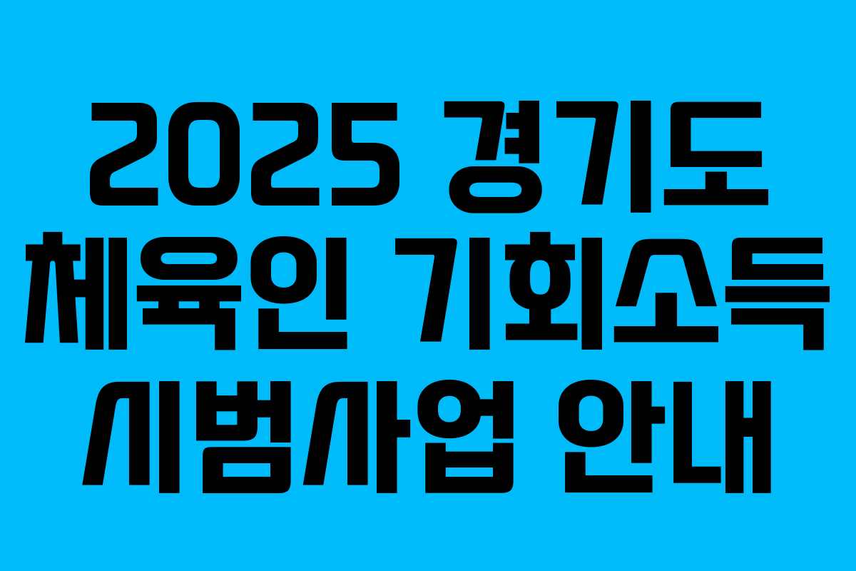2025 경기도 체육인 기회소득 시범사업 안내 2025 경기도 체육인 기회소득 시범사업 안내