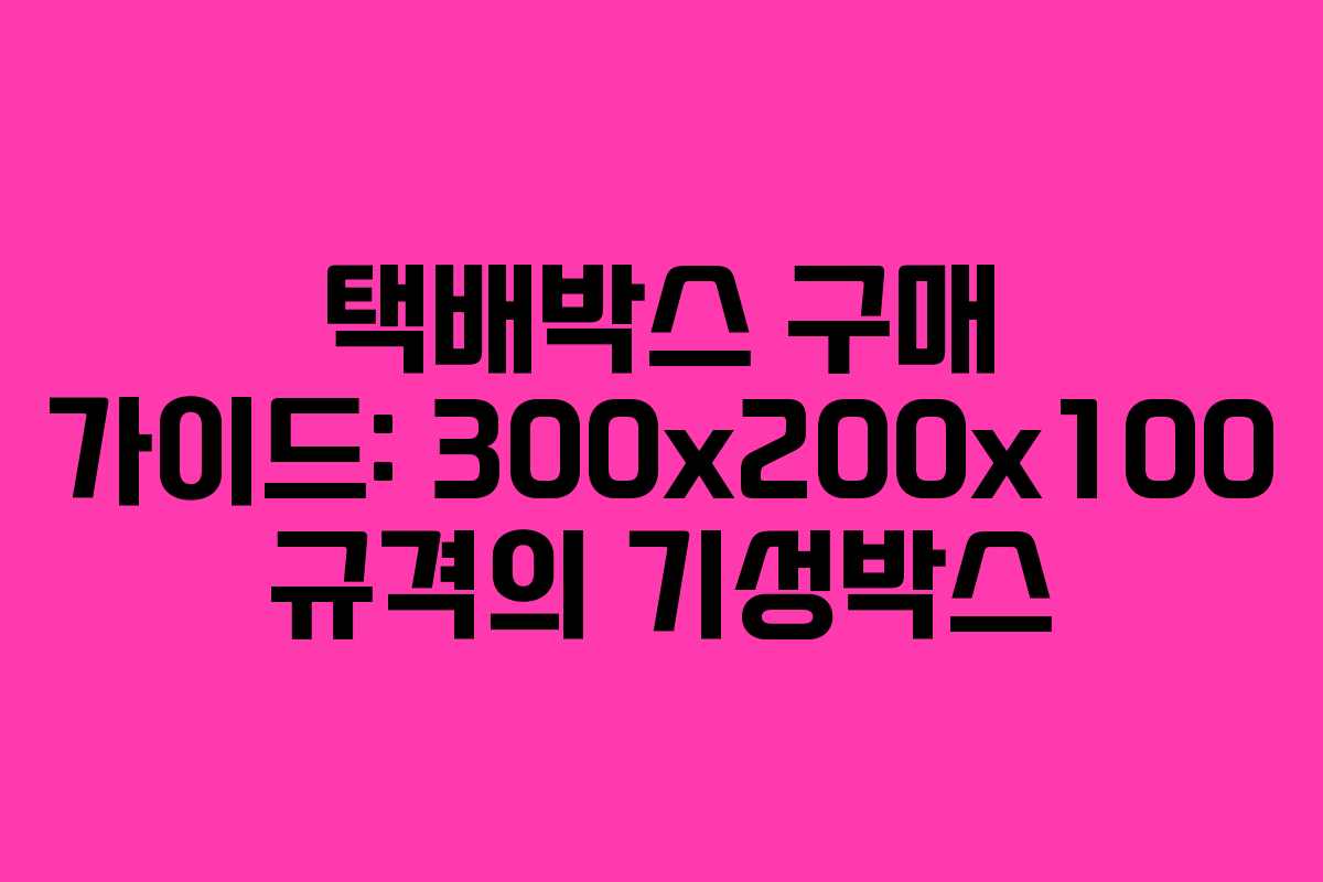 택배박스 구매 가이드: 300x200x100 규격의 기성박스