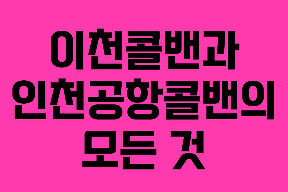 이천콜밴과 인천공항콜밴의 모든 것 이천콜밴과 인천공항콜밴의 모든 것