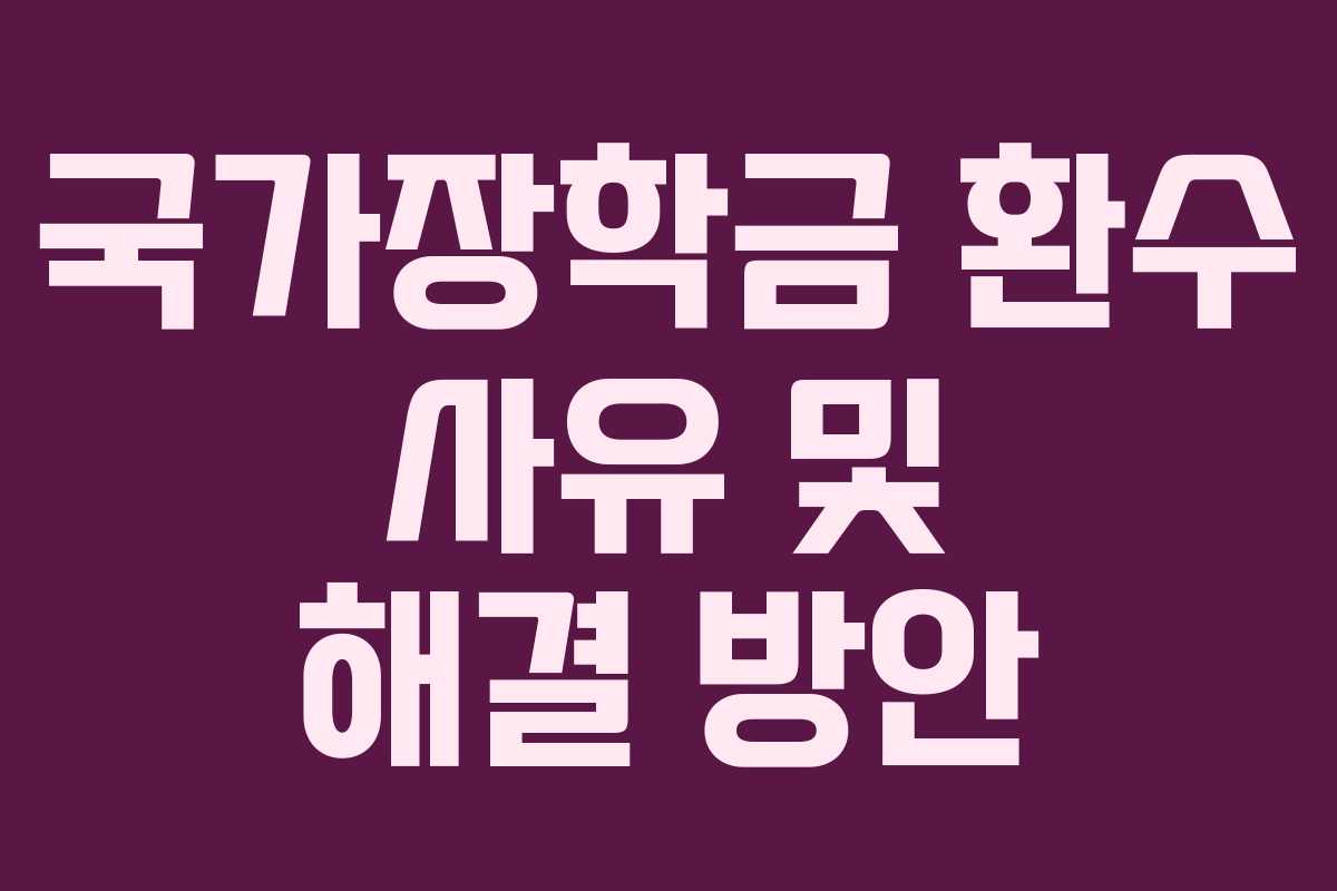 국가장학금 환수 사유 및 해결 방안 국가장학금 환수 사유 및 해결 방안