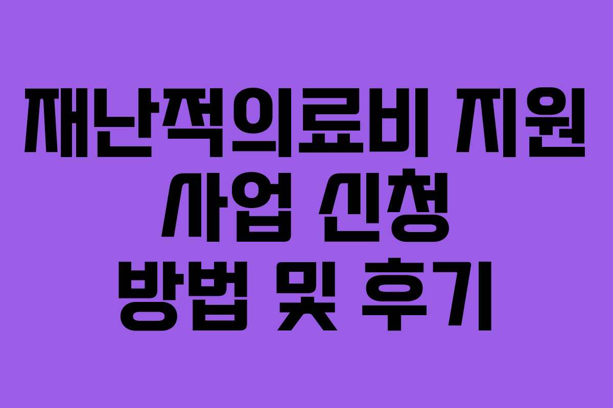 재난적의료비 지원 사업 신청 방법 및 후기 재난적의료비 지원 사업 신청 방법 및 후기