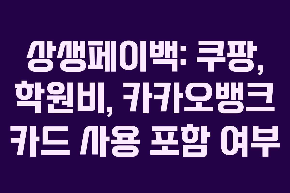 상생페이백: 쿠팡, 학원비, 카카오뱅크 카드 사용 포함 여부