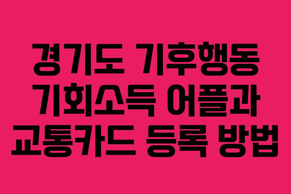 경기도 기후행동 기회소득 어플과 교통카드 등록 방법 경기도 기후행동 기회소득 어플과 교통카드 등록 방법