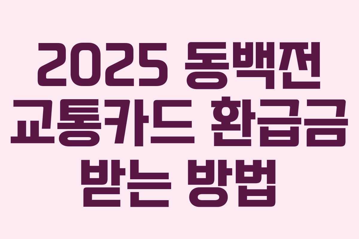 2025 동백전 교통카드 환급금 받는 방법 2025 동백전 교통카드 환급금 받는 방법