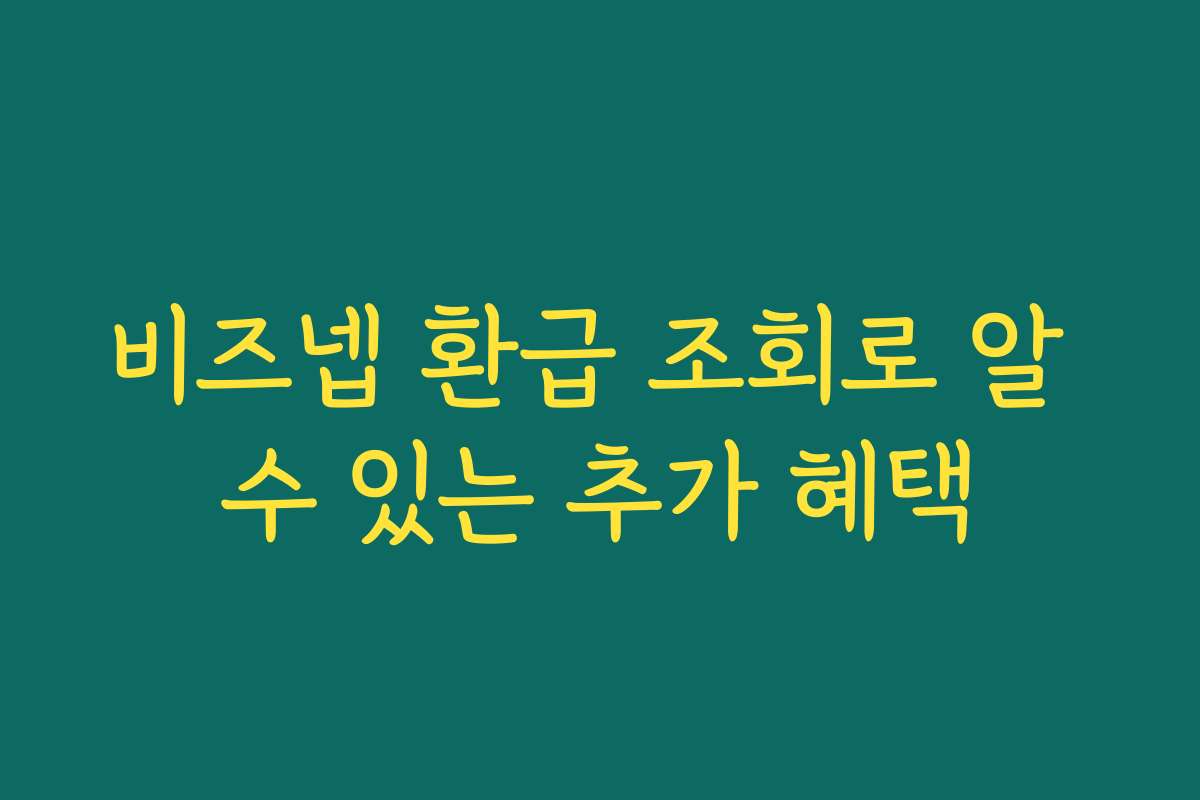 비즈넵 환급 조회로 알 수 있는 추가 혜택
