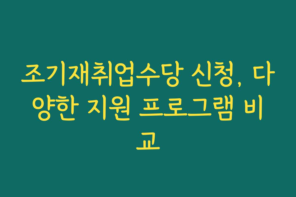 조기재취업수당 신청, 다양한 지원 프로그램 비교