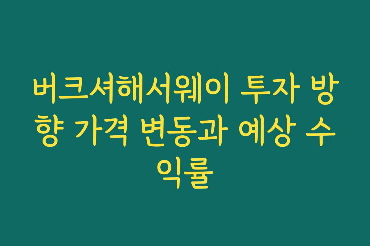 버크셔해서웨이 투자 방향 가격 변동과 예상 수익률