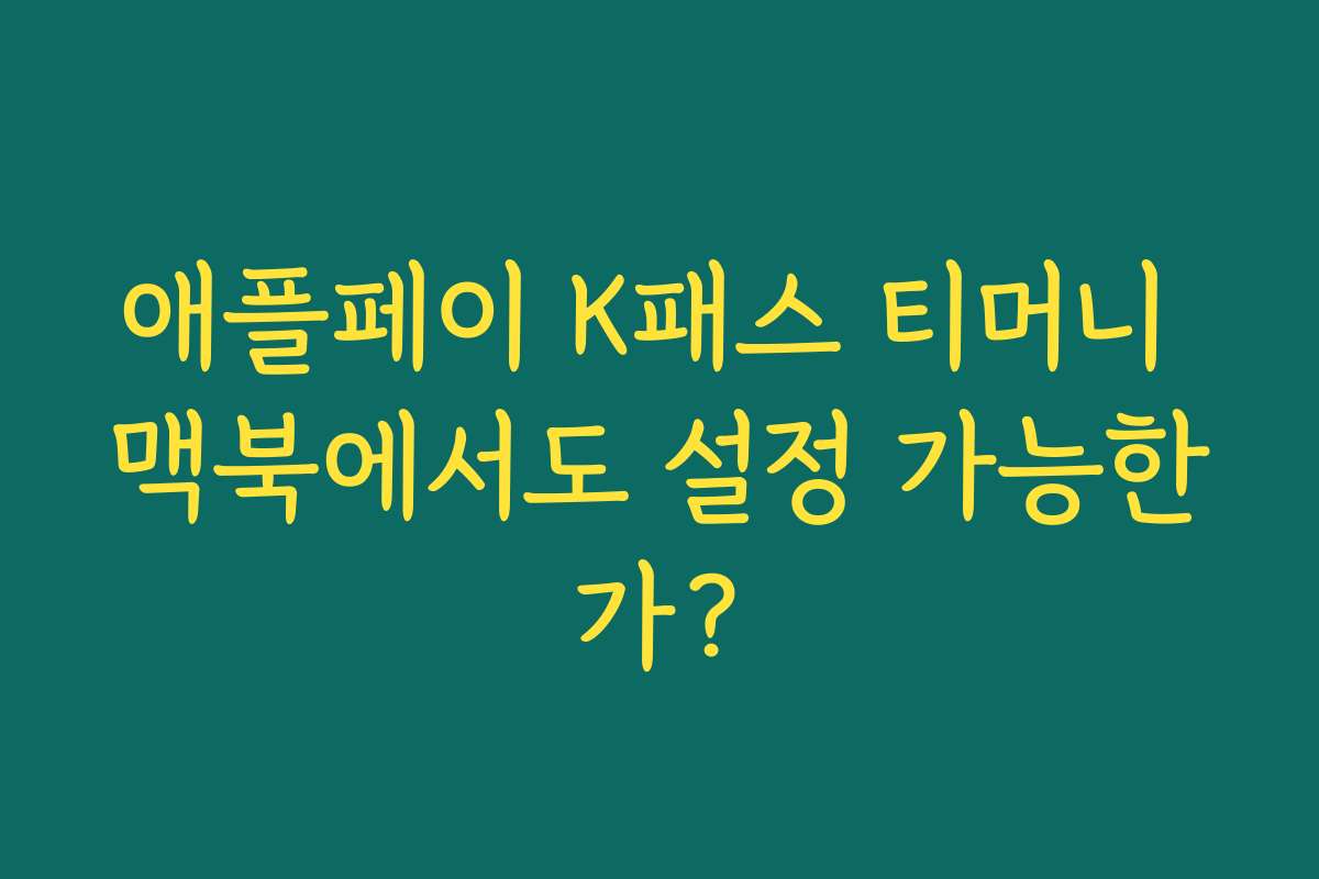 애플페이 K패스 티머니 맥북에서도 설정 가능한가? 애플페이 K패스 티머니 맥북에서도 설정 가능한가?