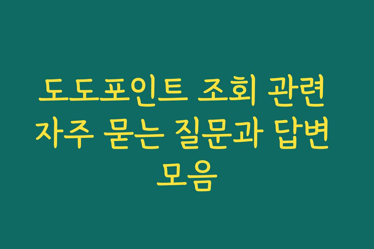도도포인트 조회 관련 자주 묻는 질문과 답변 모음