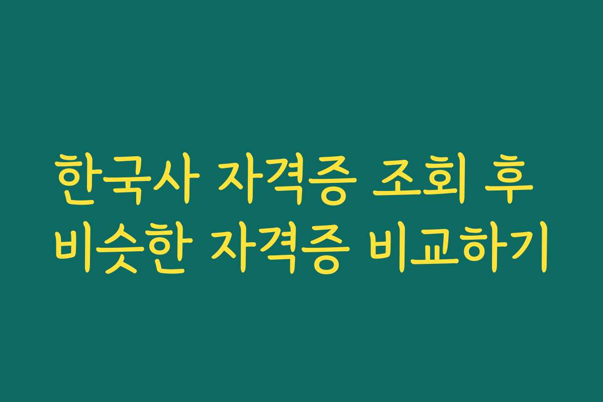 한국사 자격증 조회 후 비슷한 자격증 비교하기