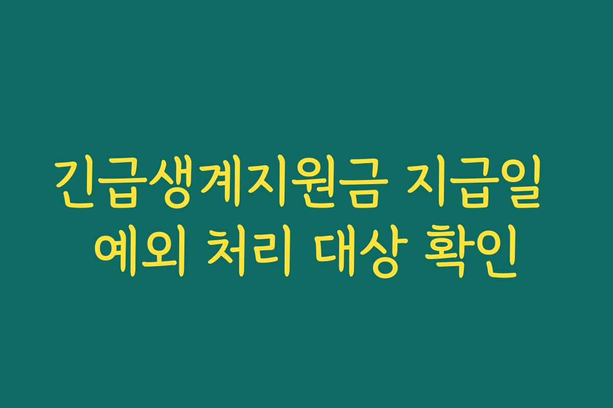 긴급생계지원금 지급일 예외 처리 대상 확인 긴급생계지원금 지급일 예외 처리 대상 확인