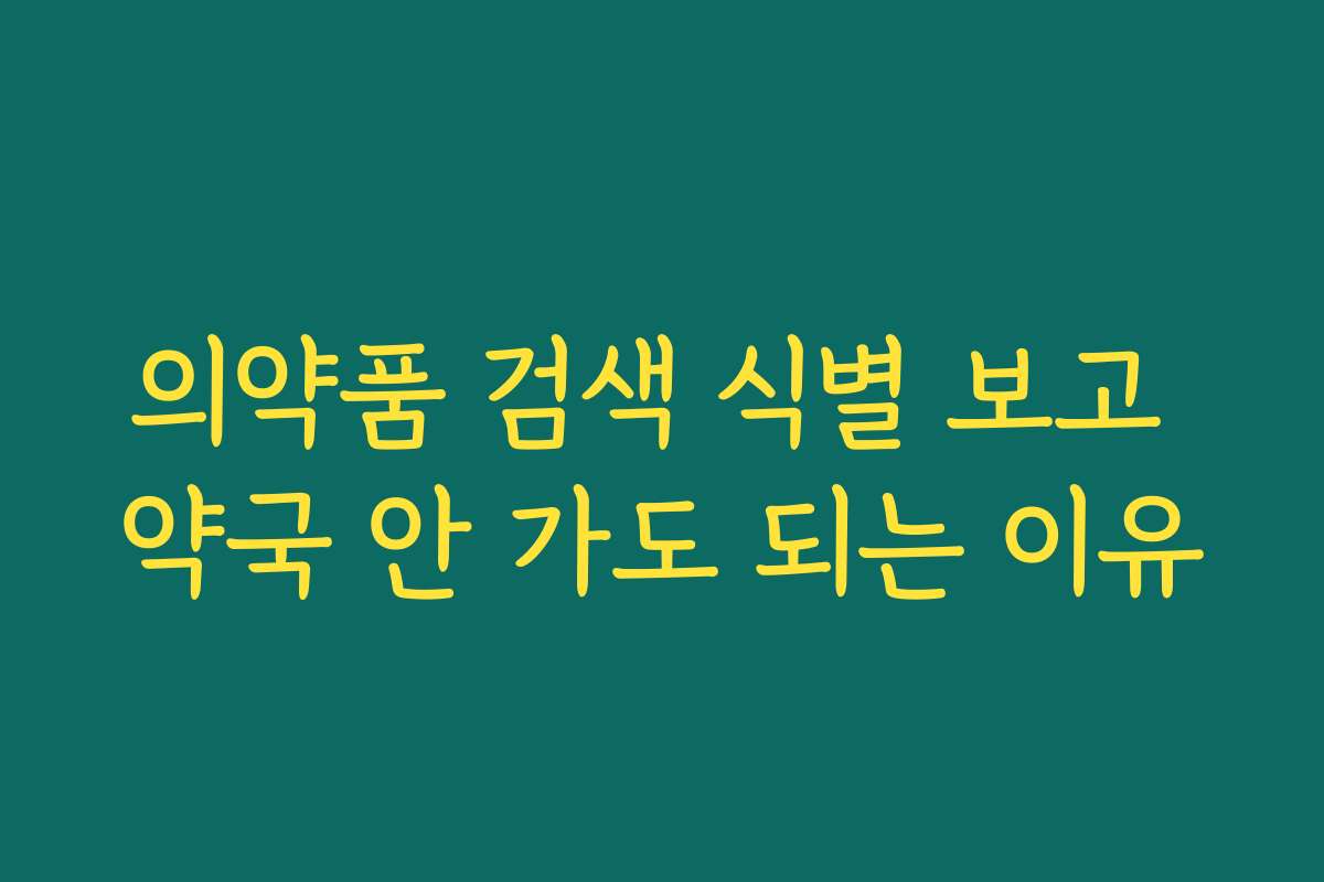 의약품 검색 식별 보고 약국 안 가도 되는 이유 의약품 검색 식별 보고 약국 안 가도 되는 이유