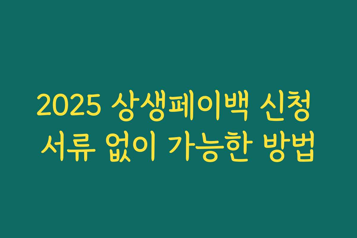 2025 상생페이백 신청 서류 없이 가능한 방법 2025 상생페이백 신청 서류 없이 가능한 방법