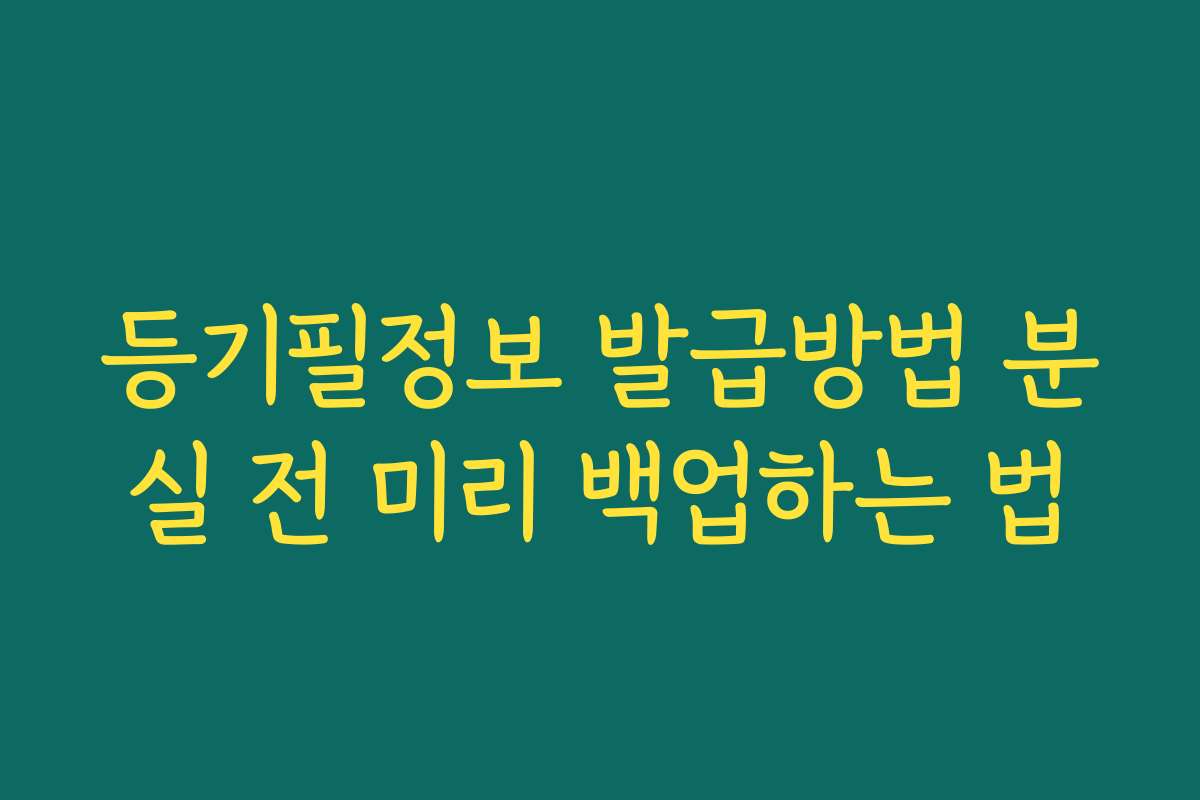 등기필정보 발급방법 분실 전 미리 백업하는 법