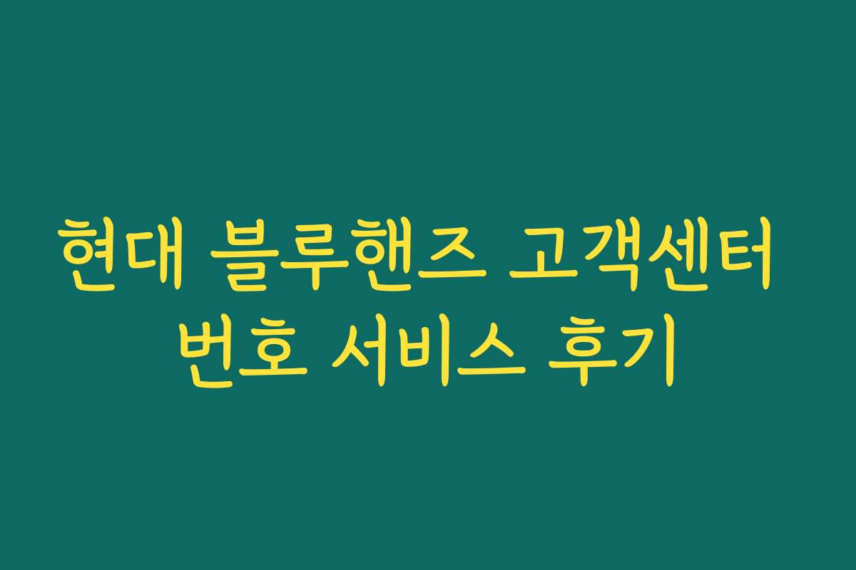 현대 블루핸즈 고객센터 번호 서비스 후기 현대 블루핸즈 고객센터 번호 서비스 후기