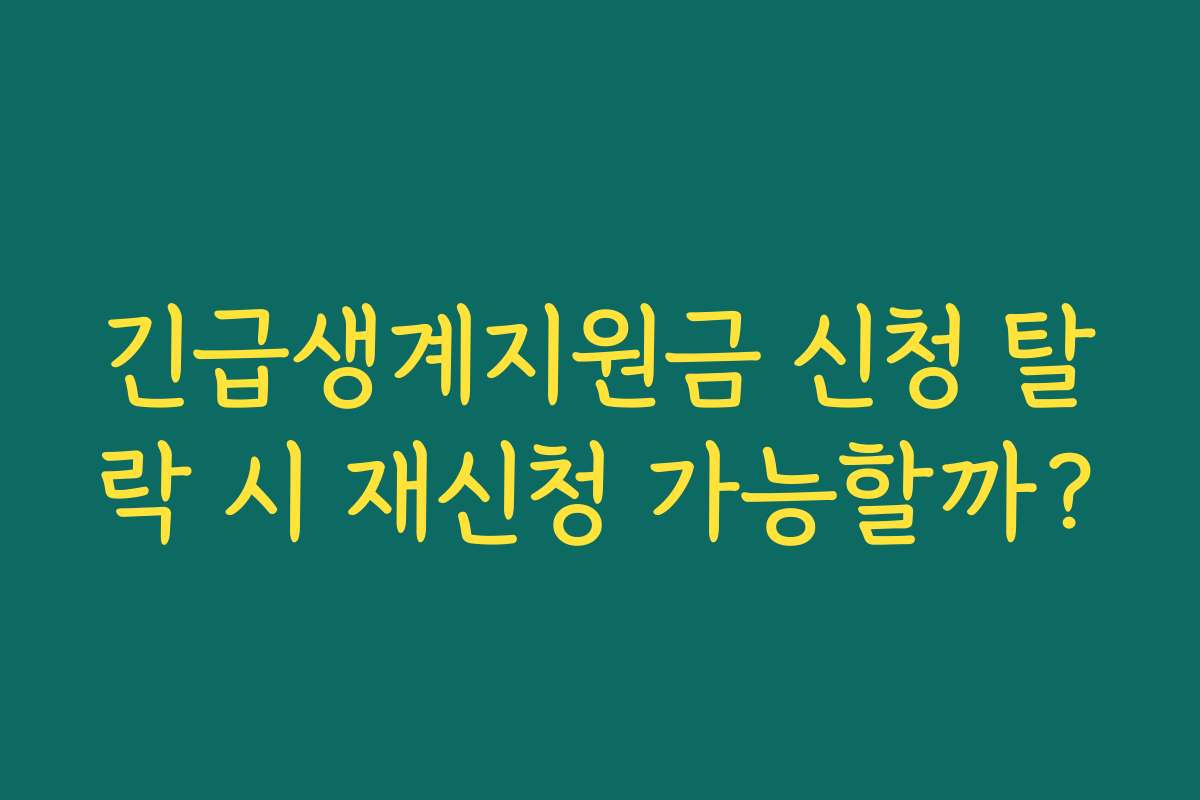 긴급생계지원금 신청 탈락 시 재신청 가능할까? 긴급생계지원금 신청 탈락 시 재신청 가능할까?