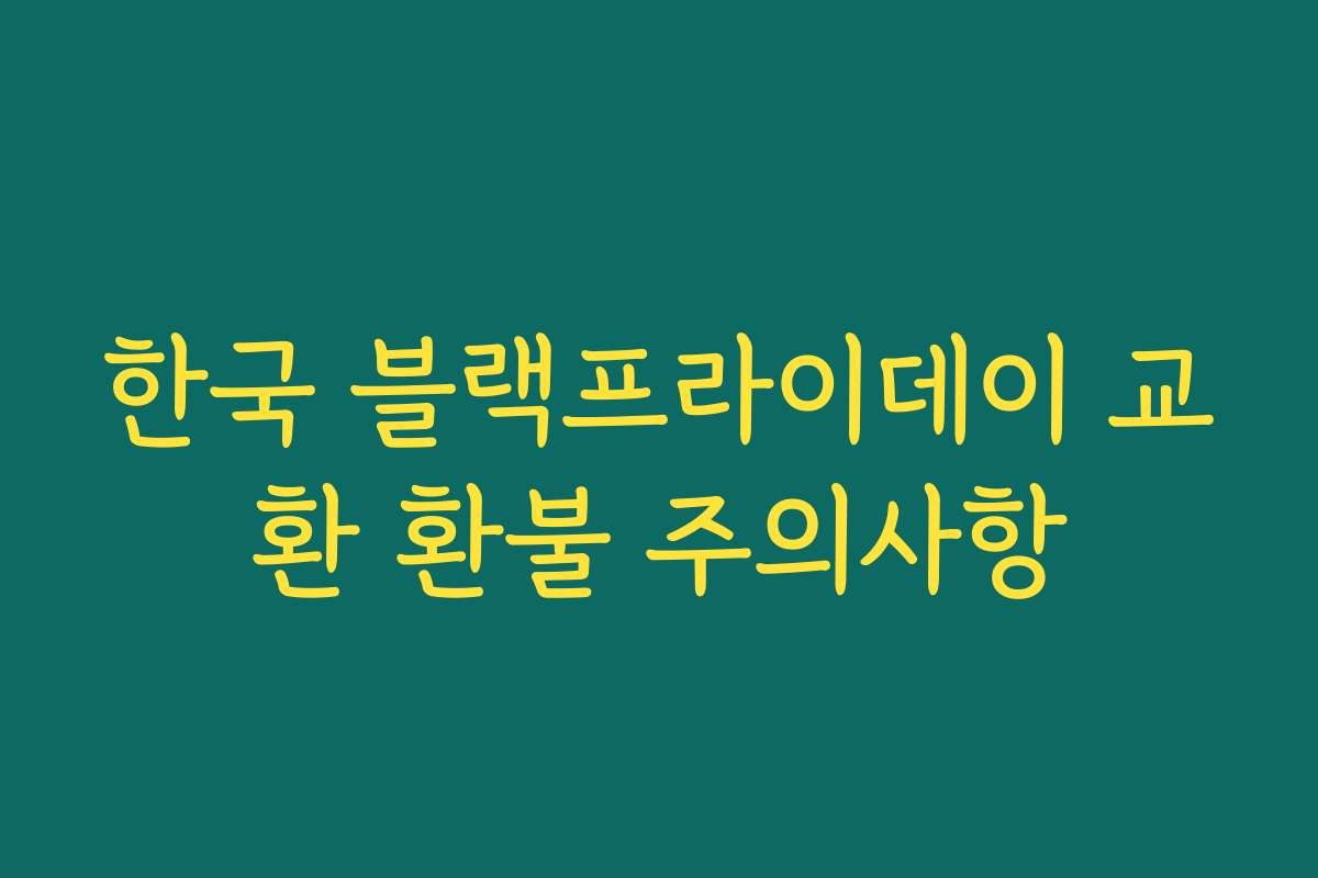 한국 블랙프라이데이 교환 환불 주의사항