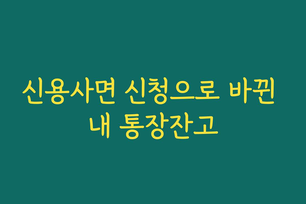 신용사면 신청으로 바뀐 내 통장잔고