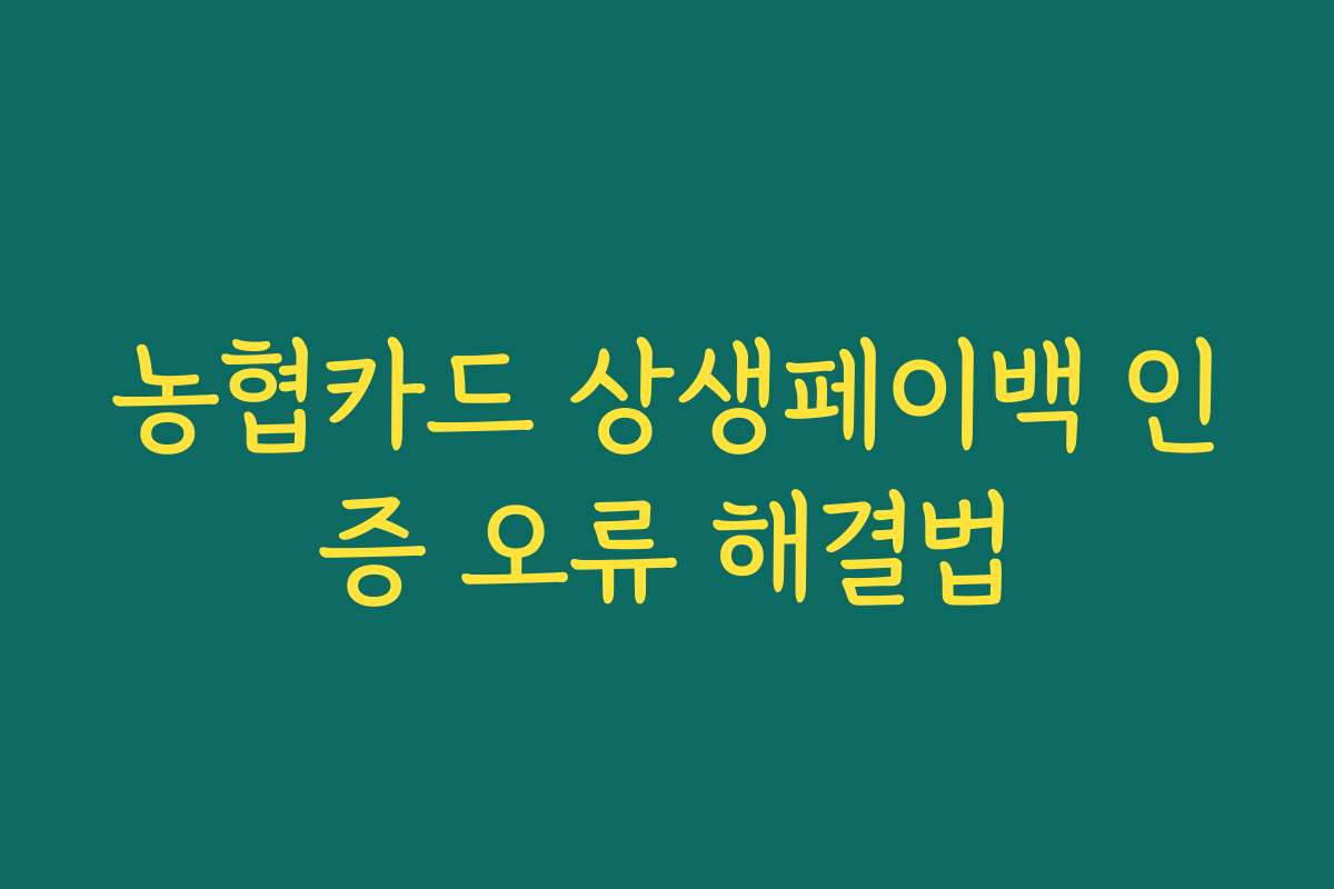 농협카드 상생페이백 인증 오류 해결법 농협카드 상생페이백 인증 오류 해결법