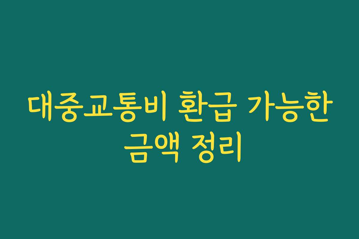 대중교통비 환급 가능한 금액 정리