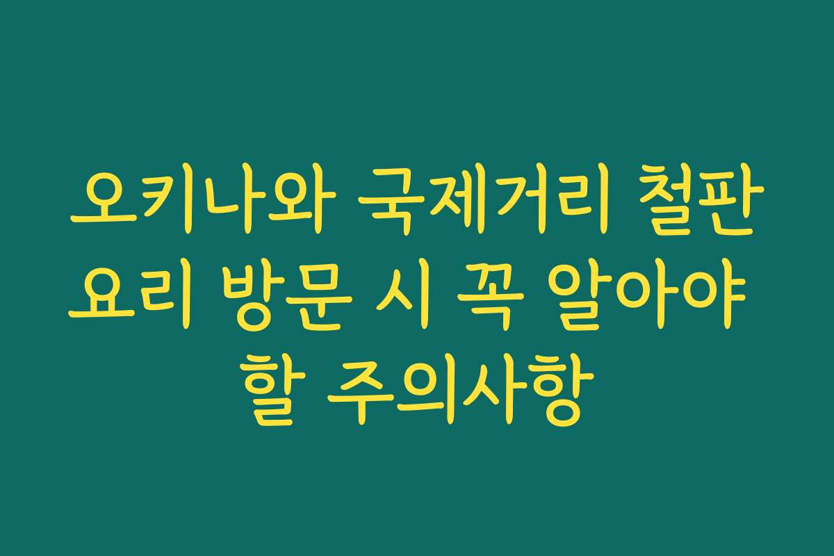 오키나와 국제거리 철판요리 방문 시 꼭 알아야 할 주의사항