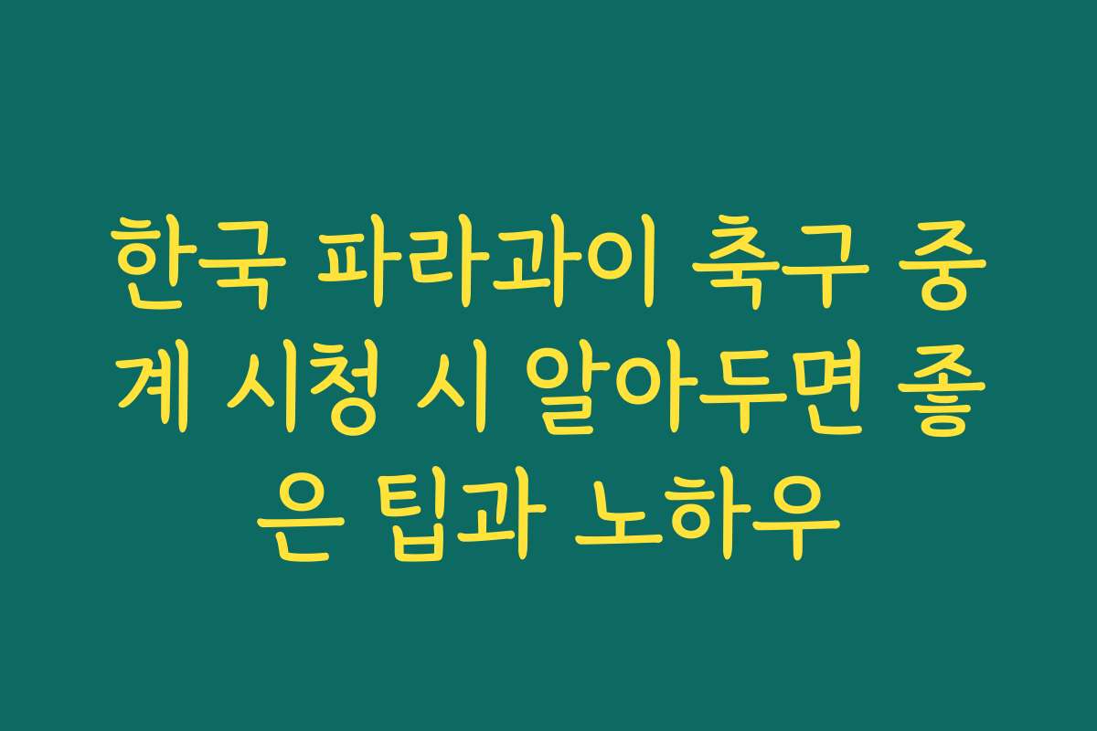 한국 파라과이 축구 중계 시청 시 알아두면 좋은 팁과 노하우