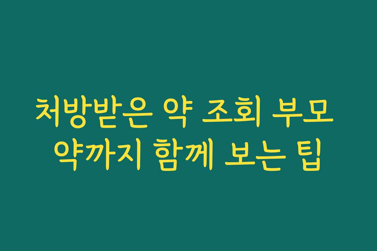 처방받은 약 조회 부모 약까지 함께 보는 팁 처방받은 약 조회 부모 약까지 함께 보는 팁