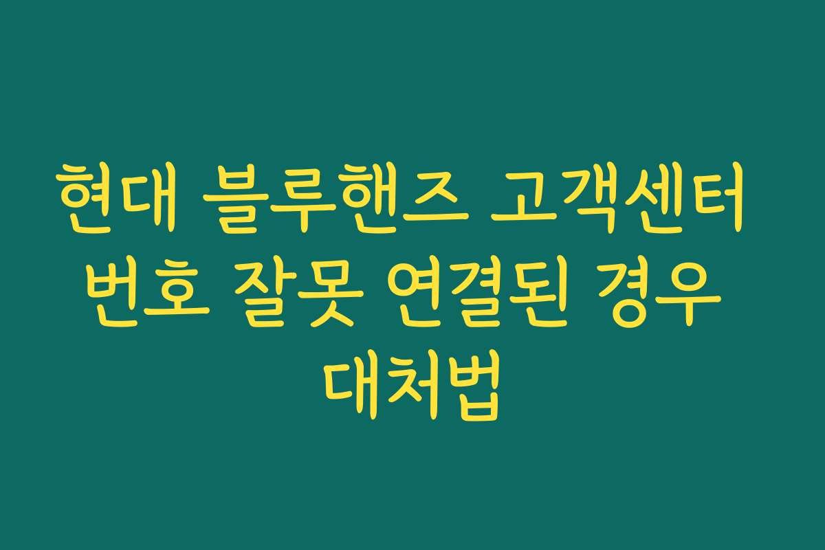 현대 블루핸즈 고객센터 번호 잘못 연결된 경우 대처법 현대 블루핸즈 고객센터 번호 잘못 연결된 경우 대처법