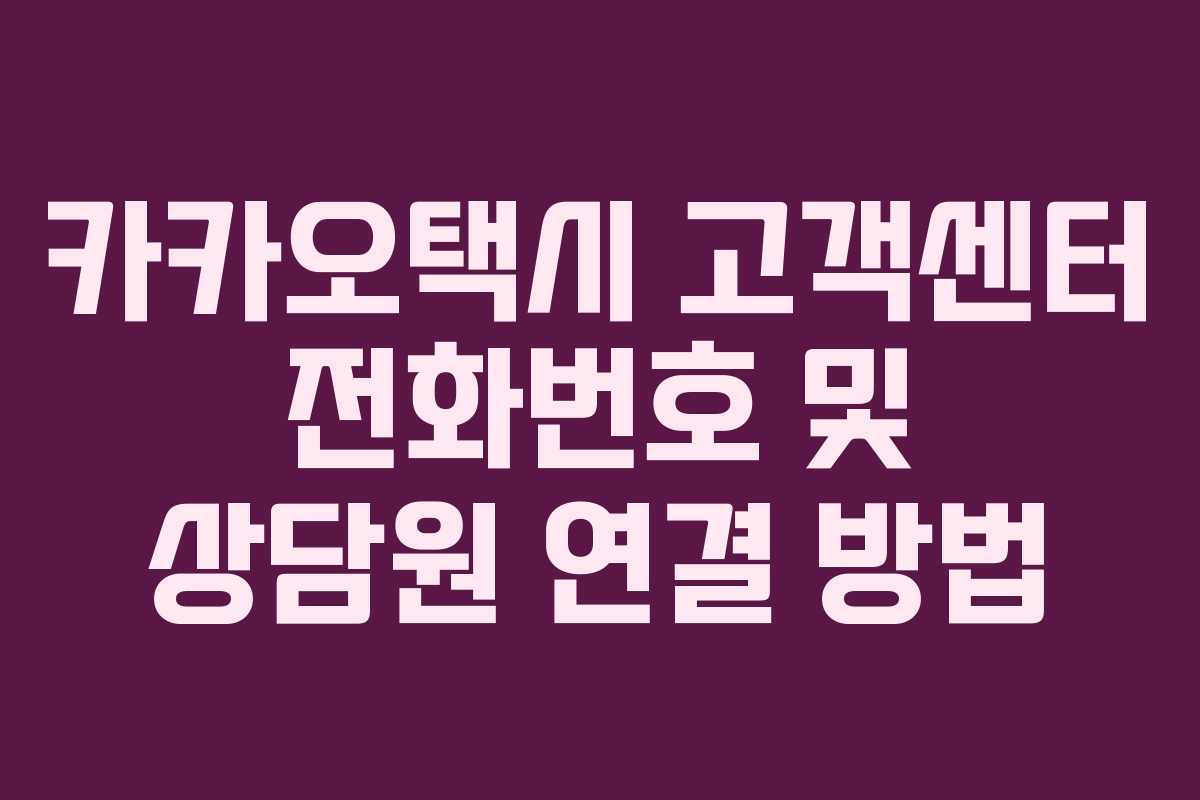 카카오택시 고객센터 전화번호 및 상담원 연결 방법 카카오택시 고객센터 전화번호 및 상담원 연결 방법