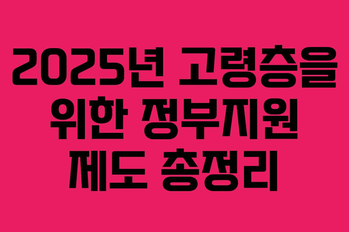 2025년 고령층을 위한 정부지원 제도 총정리 2025년 고령층을 위한 정부지원 제도 총정리