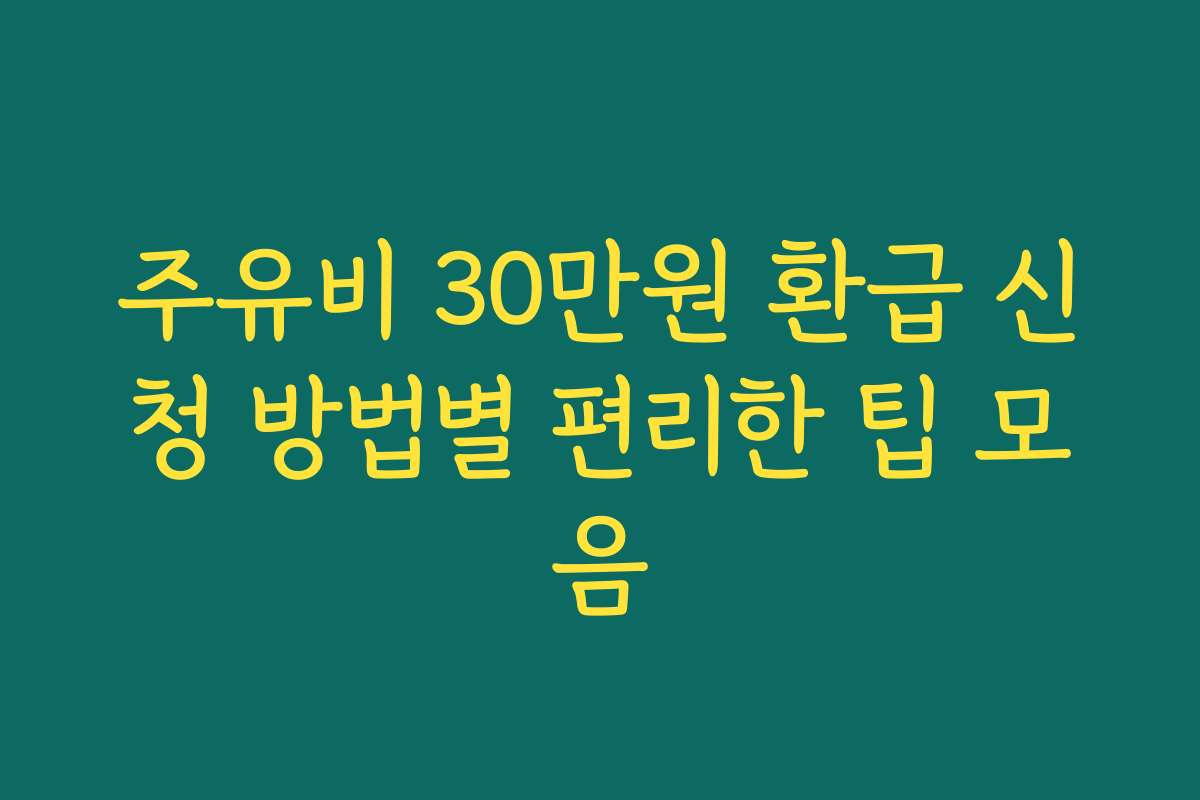 주유비 30만원 환급 신청 방법별 편리한 팁 모음
