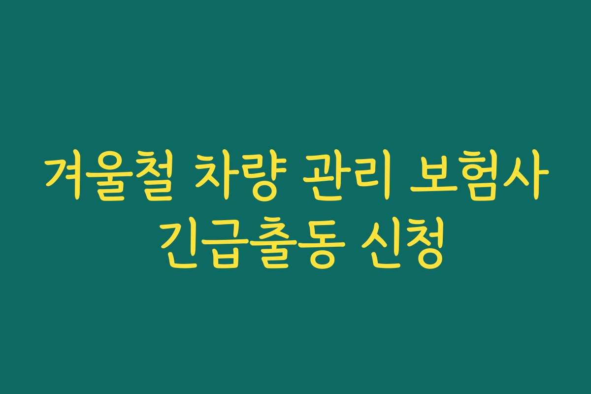 겨울철 차량 관리 보험사 긴급출동 신청