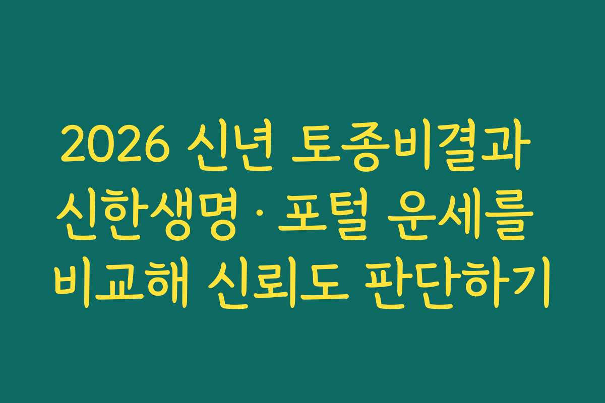 2026 신년 토종비결과 신한생명·포털 운세를 비교해 신뢰도 판단하기