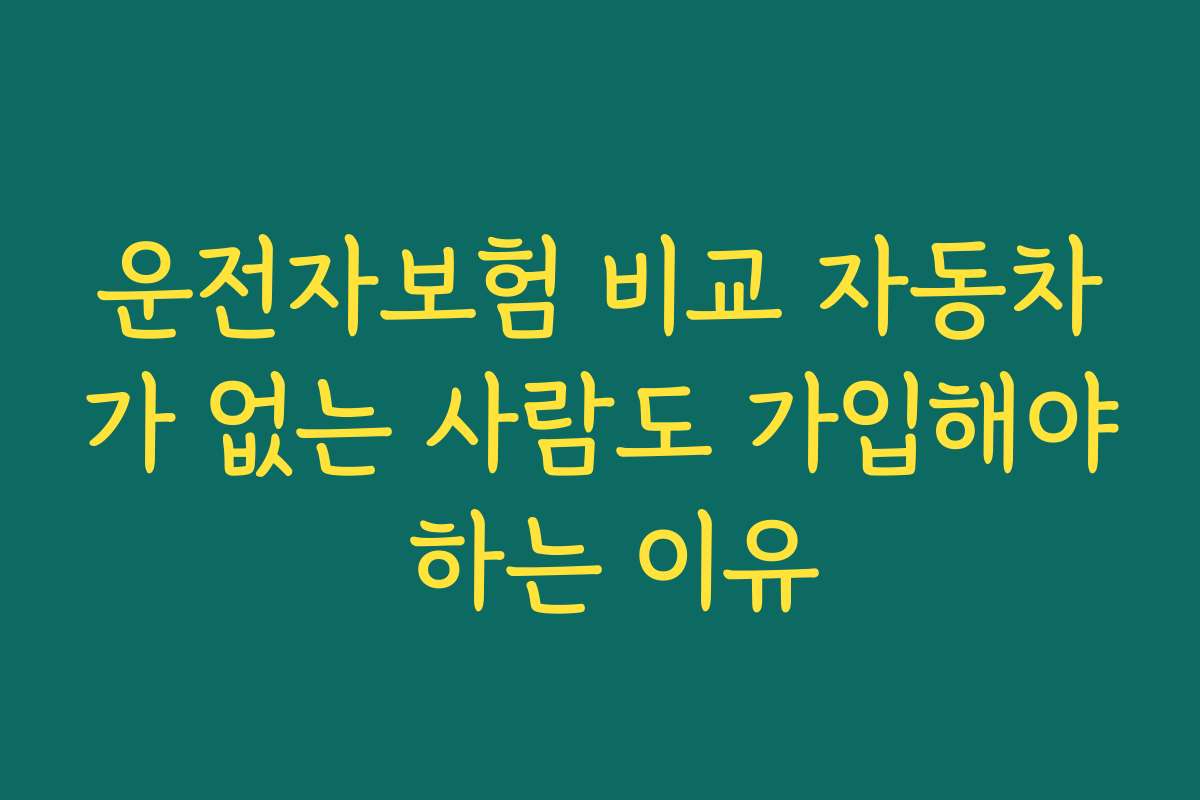 운전자보험 비교 자동차가 없는 사람도 가입해야 하는 이유