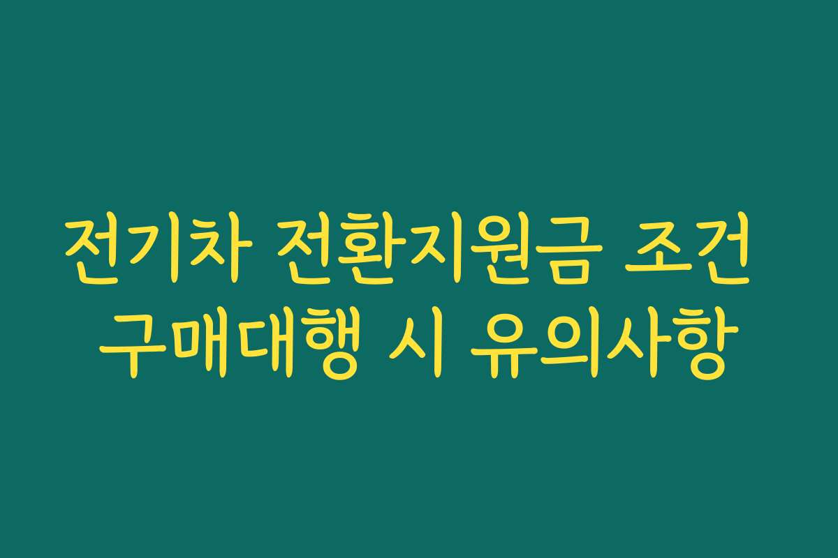 전기차 전환지원금 조건 구매대행 시 유의사항