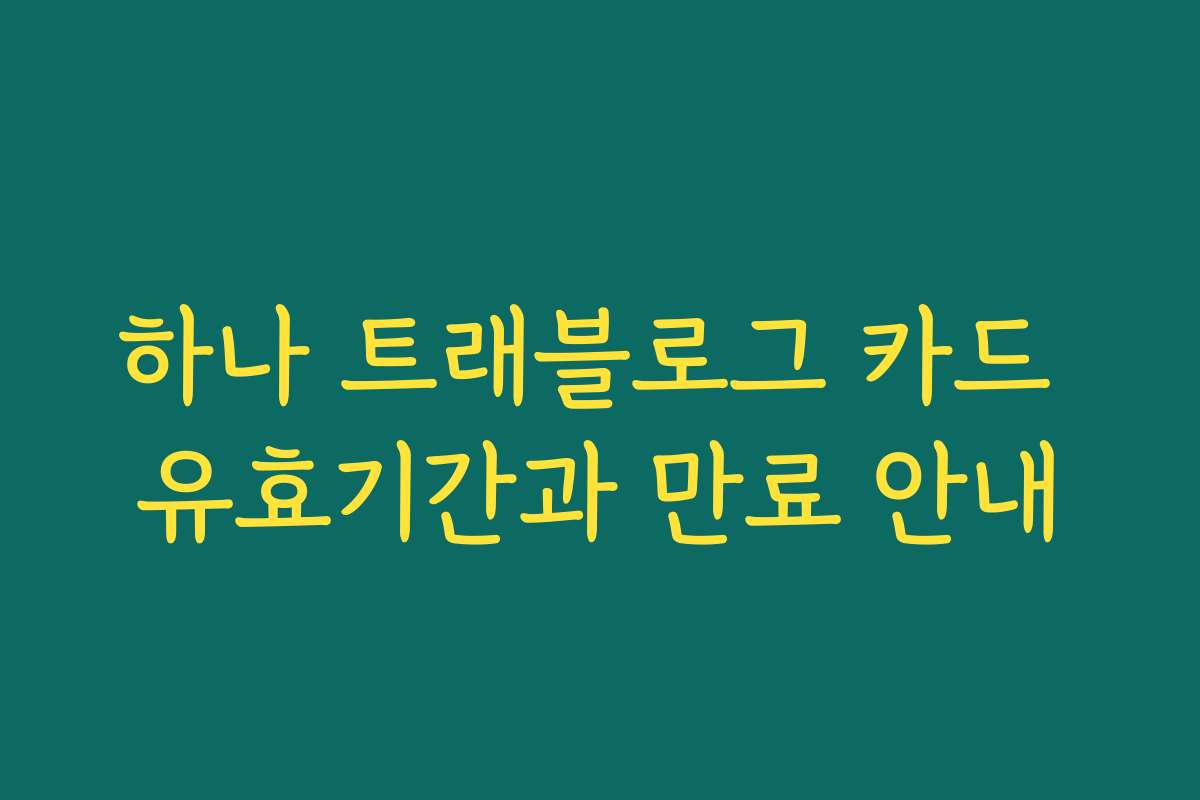 하나 트래블로그 카드 유효기간과 만료 안내