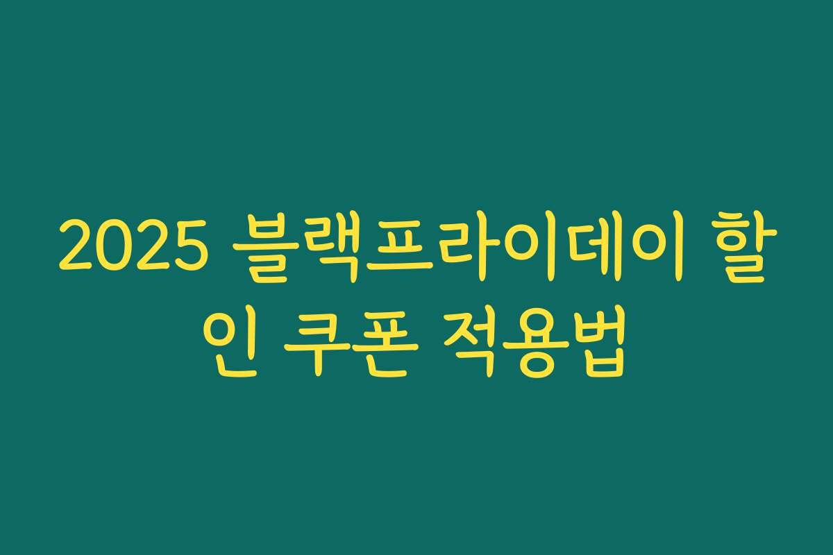 2025 블랙프라이데이 할인 쿠폰 적용법 2025 블랙프라이데이 할인 쿠폰 적용법