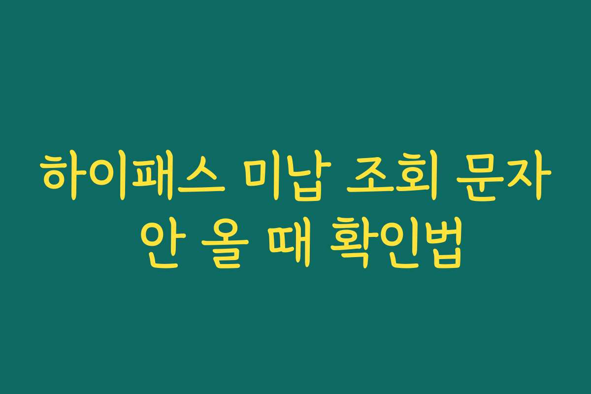 하이패스 미납 조회 문자 안 올 때 확인법