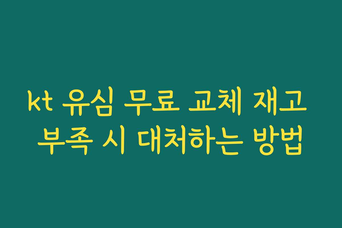 kt 유심 무료 교체 재고 부족 시 대처하는 방법