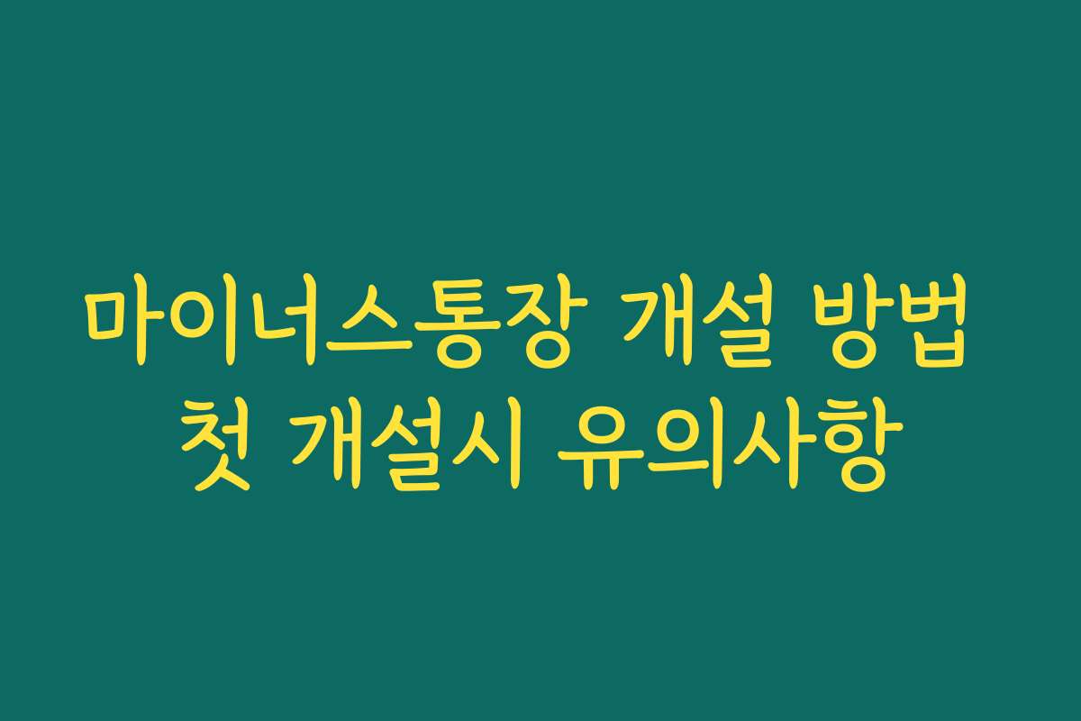 마이너스통장 개설 방법 첫 개설시 유의사항