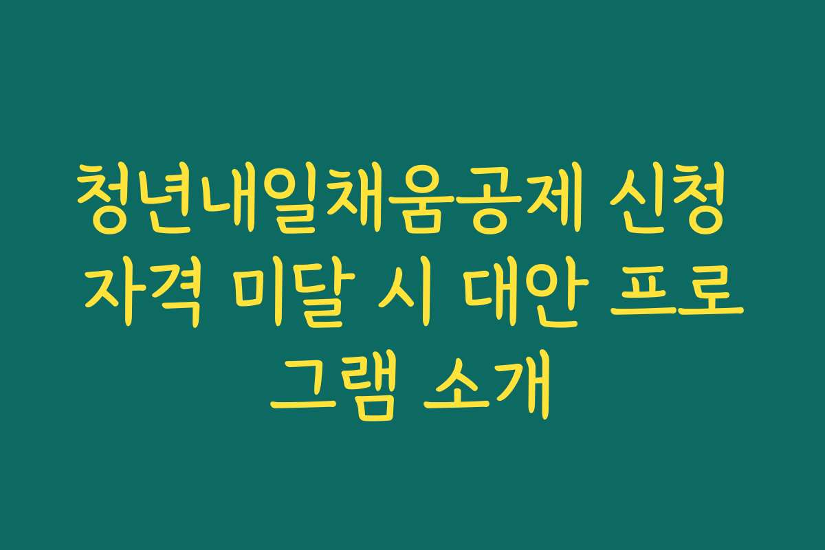 청년내일채움공제 신청 자격 미달 시 대안 프로그램 소개