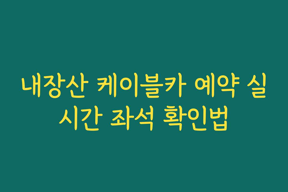 내장산 케이블카 예약 실시간 좌석 확인법