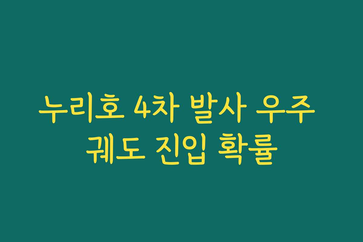 누리호 4차 발사 우주 궤도 진입 확률