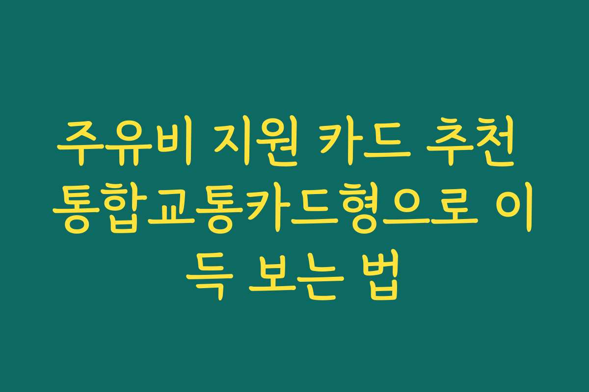 주유비 지원 카드 추천 통합교통카드형으로 이득 보는 법