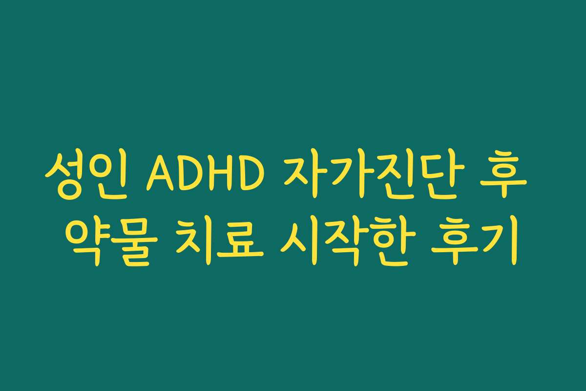 성인 ADHD 자가진단 후 약물 치료 시작한 후기